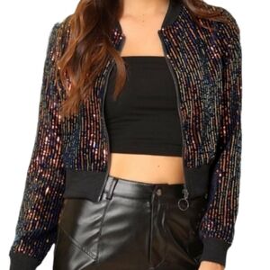 Allegra K Sequin Black Jacket